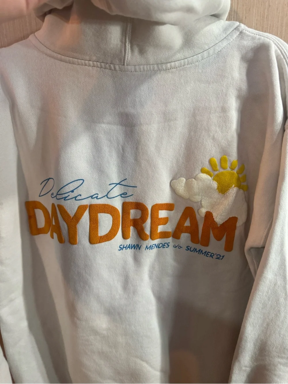 Shawn Mendes "Summer of Love" Cream Hoodie with Blue & Yellow Graphic Size Small - Picture 6 of 6